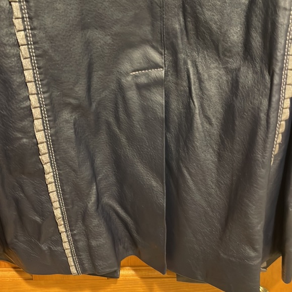 NWT Pamela McCoy Military Style Navy Blue Leather Coat. - Picture 10 of 11